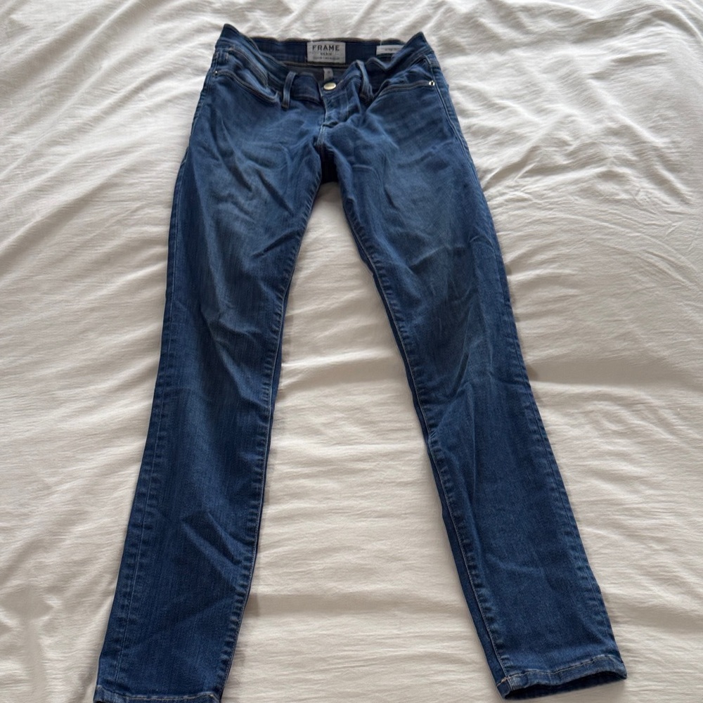 Frame Denim women’s  le high skinny Jeans in Indigo Blue